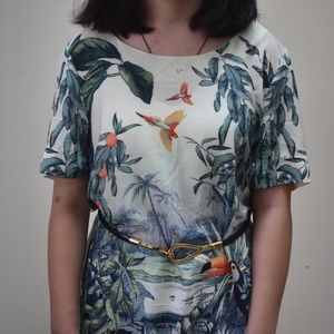 H&M tropical print shift dress
